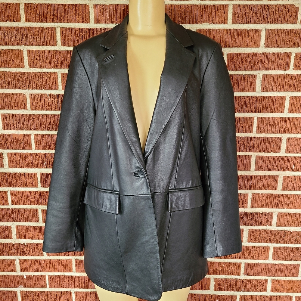100 Lamb Leather Buttery Soft Below Waist Jacket Bla… Gem